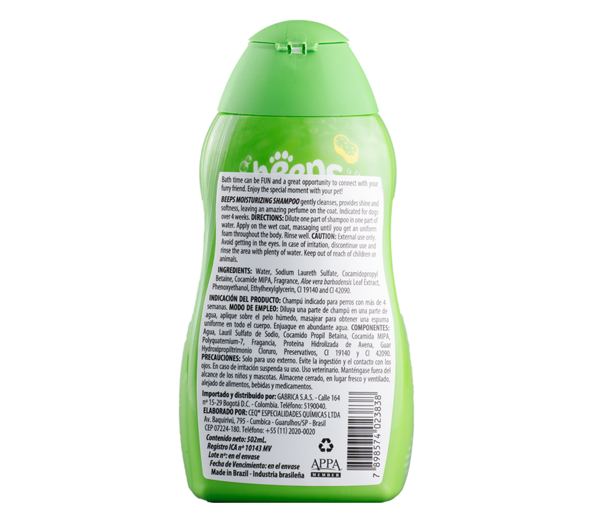 Shampoo Para Perro Beeps Moisturunzing  502 ml