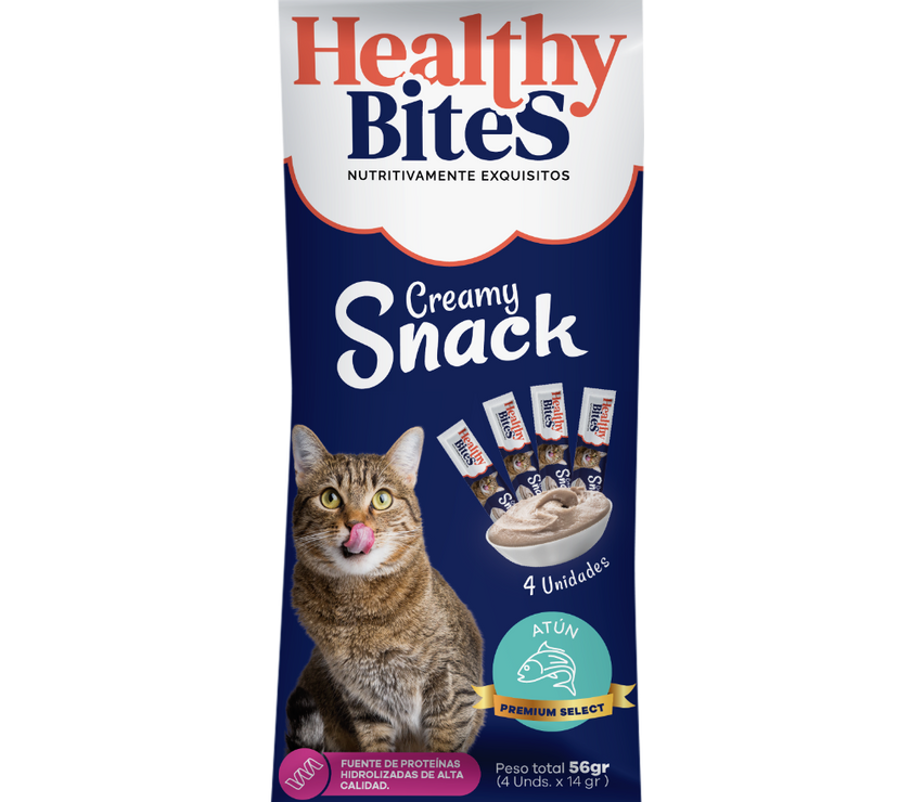 Snack Cremoso para Gato Healthy Bites sabor Atún 56 gr sobre por 4 unidades