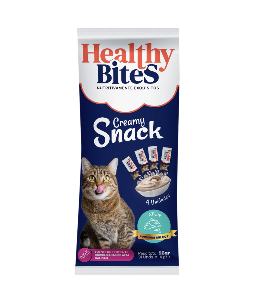 Snack Cremoso para Gato Healthy Bites sabor Atún 56 gr sobre por 4 unidades