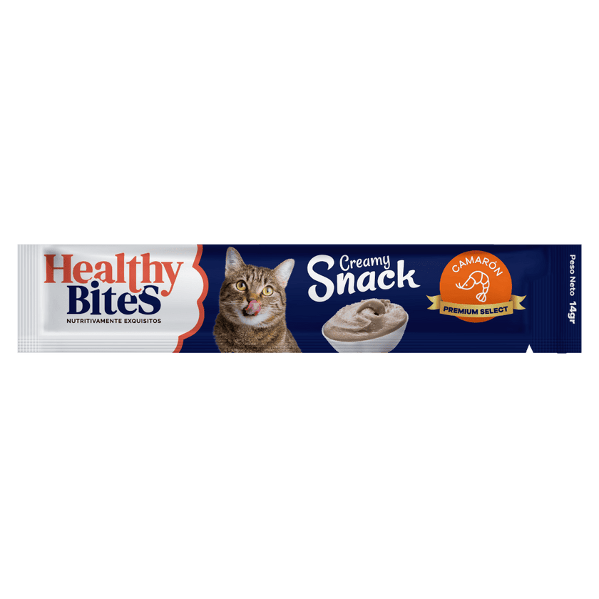 Snack Cremoso para Gato Healthy Bites sabor Camarón 56 gr sobre por 4 unidades