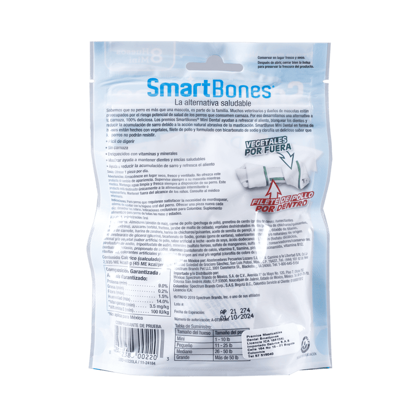 Snack para perro pequeño Smartbones dental 8 Und