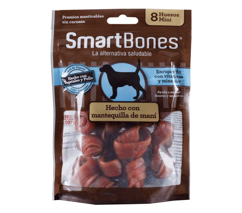 Snack para perros pequeños Smartbones Mantequilla de Mani Paquete 8 Und