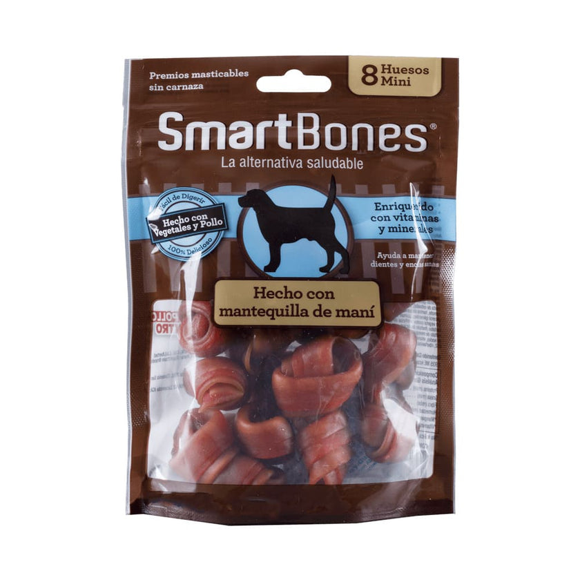 Snack para perros pequeños Smartbones Mantequilla de Mani Paquete 8 Und