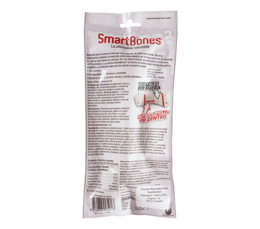 Snack para perros grandes Smartbones Pollo Paquete 1 Und