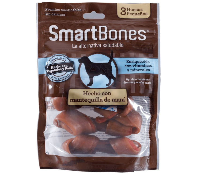 Snack para perros pequeños Smartbones Mantequilla de Mani Paquete 3 Und