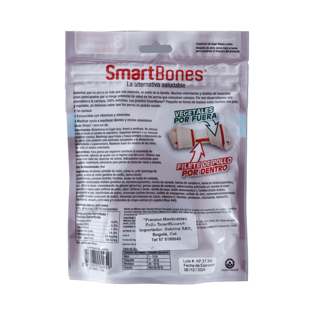 Snack para perros pequeños Smartbones Pollo Paquete 3 Und