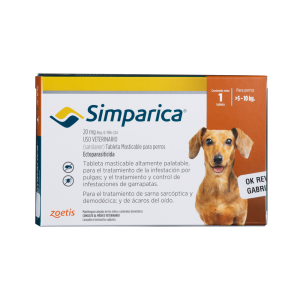 Antiparásitario Externo Para Perro  Simparica 20 Mg  Caja 1 Tableta