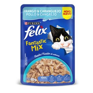 Alimento Húmedo Para Gatos Felix Fantastic Mix Pollo Cangrejo X 85 Gr