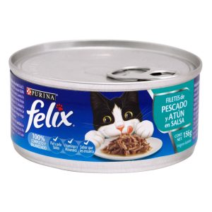 Alimento Húmedo Para Gatos Purina Felix Filetes De Pescado Y Atún En Salsa X 156 Gr