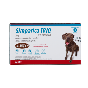 Antiparásitario Interno y Externo para perro  Simparica Trio 40 Kg – 60 Kg 1 Tableta